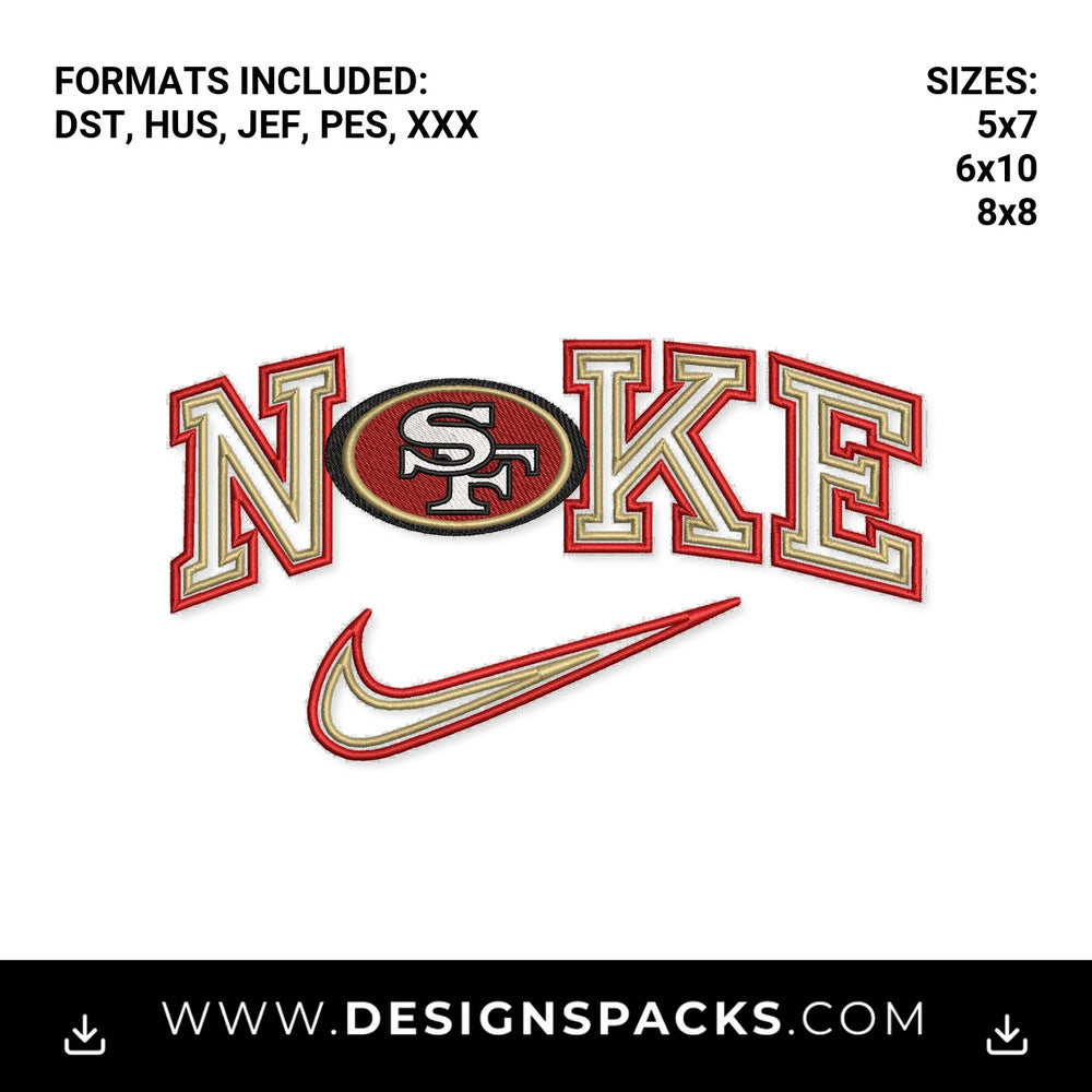 San Francisco 49ers Nike Swoosh Logo Embroidery Design - Instant digital download pattern at Designspacks.com
