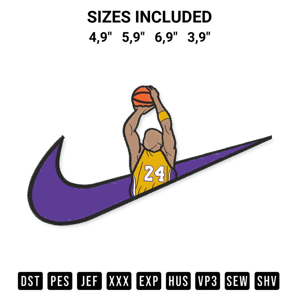 Shop the Kobe Bryant 24 Basketball Embroidery Design machine embroidery pattern at Designspacks.com. Beautifully digitized for flawless stitching on any fabric. Available sizes: 4,9", 5,9", 6,9", 3,9".