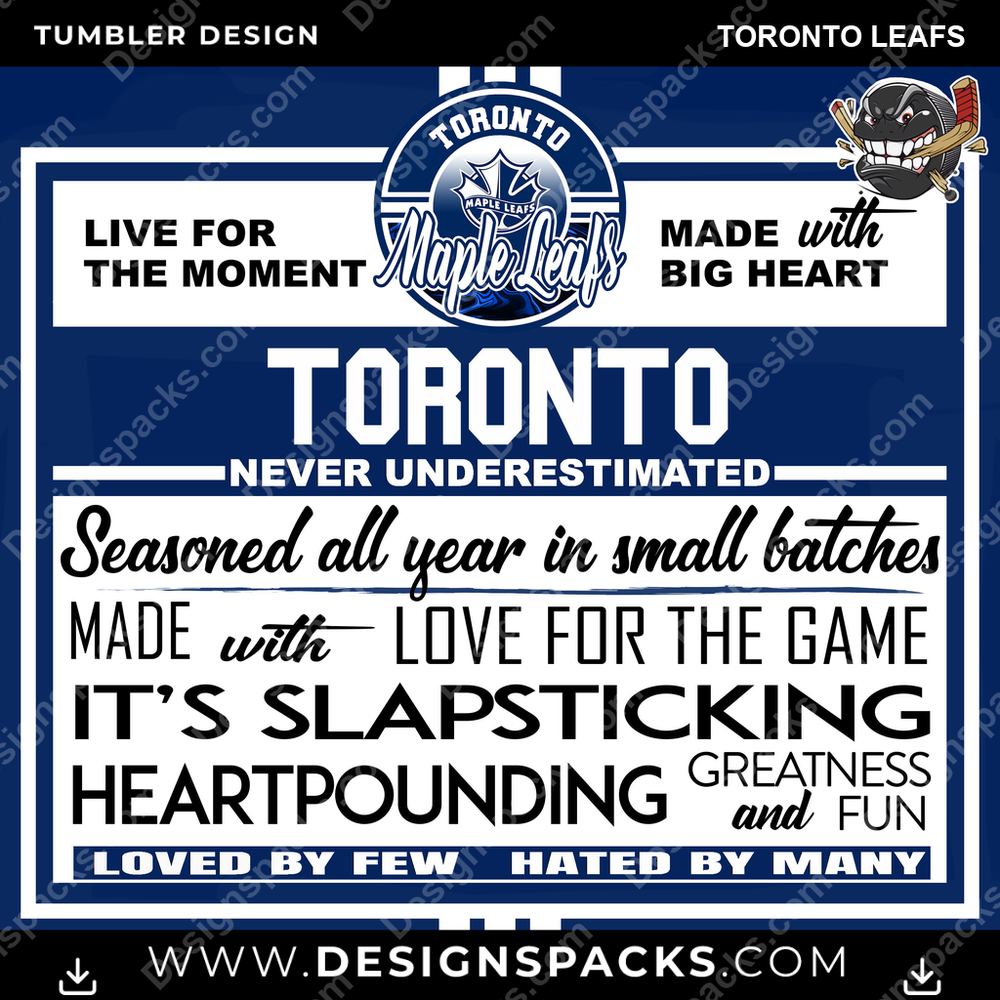 Ice Hockey Slapsticking Toronto Leafs Tumbler Digital Wrap Design