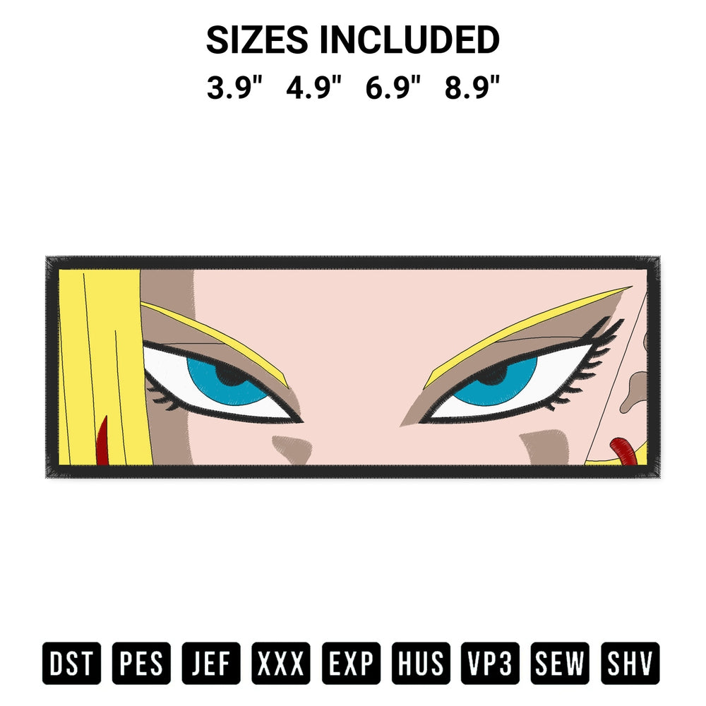 Shop the Android 18 Dragon Ball Embroidery Design machine embroidery pattern at Designspacks.com. Beautifully digitized for flawless stitching on any fabric. Available sizes: 3.9", 4.9", 6.9", 8.9".