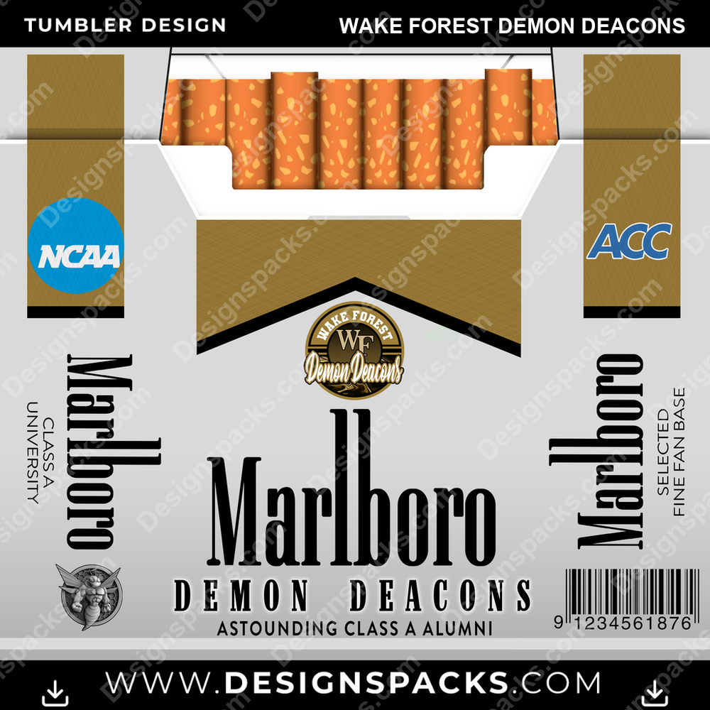 College Sport Marlboro Wake Forest Demon Deacons NCAA College Sport Tumbler Digital Wrap Design Download