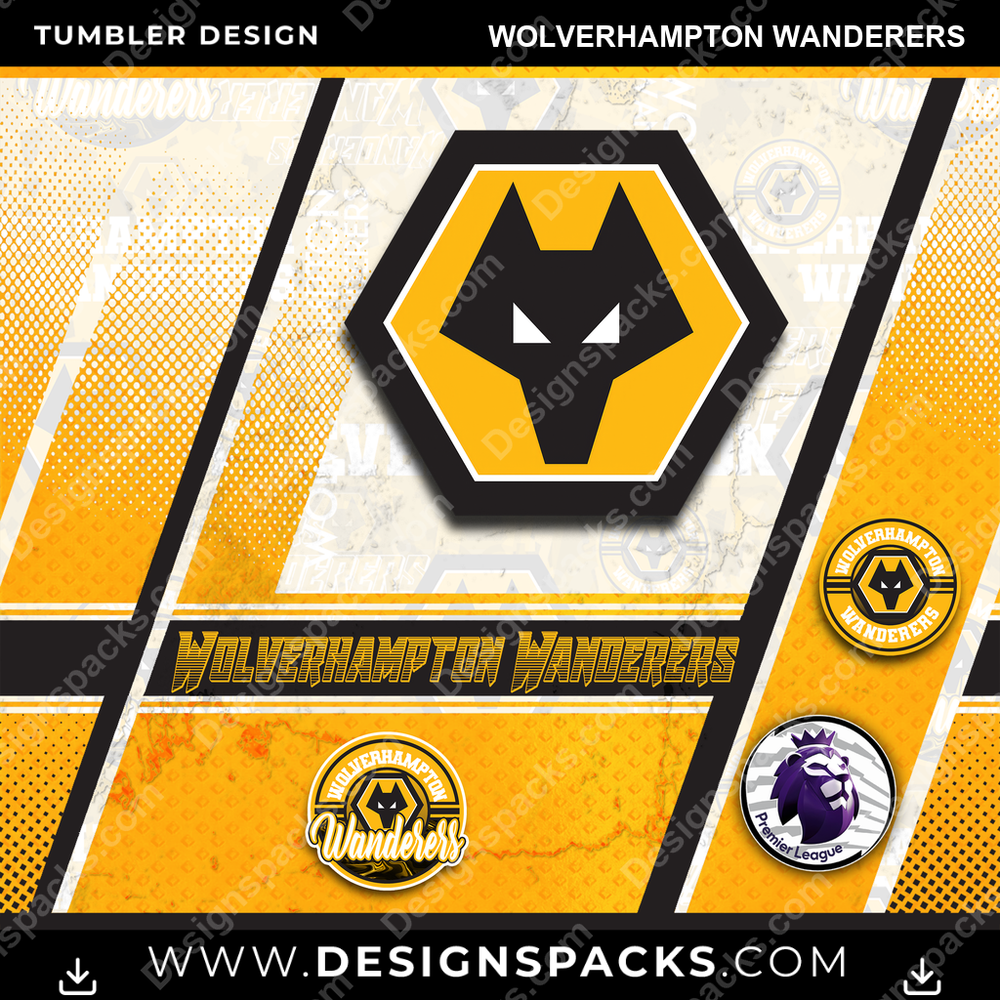 Soccer UK Sports Wolverhampton Wanderers Tumbler Digital Wrap Design