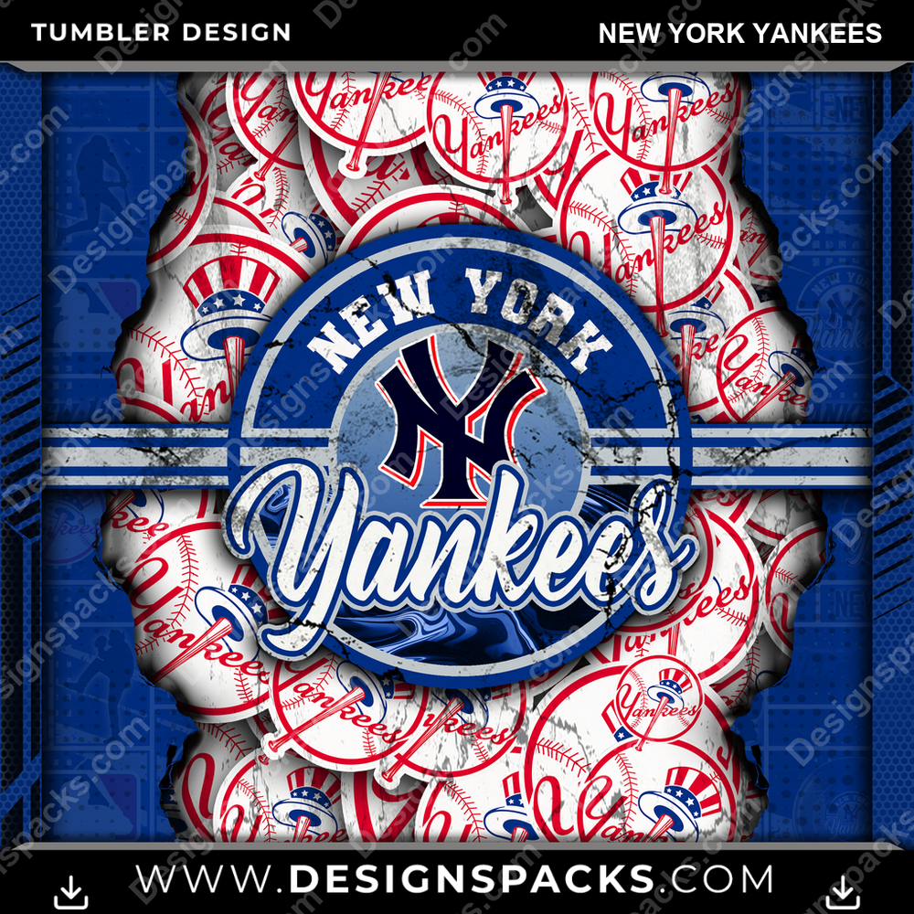 Baseball Ripped New York Yankees Tumbler Digital Wrap Design