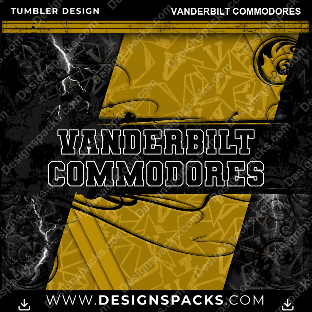College Sport Elegant Vanderbilt Commodores Tumbler Digital Wrap Design