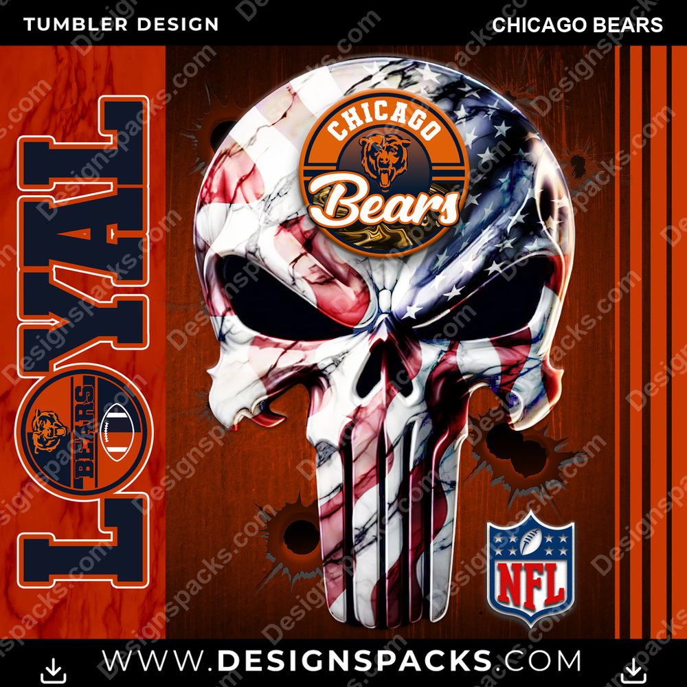 Football Loyal Chicago Bears Tumbler Digital Wrap Design