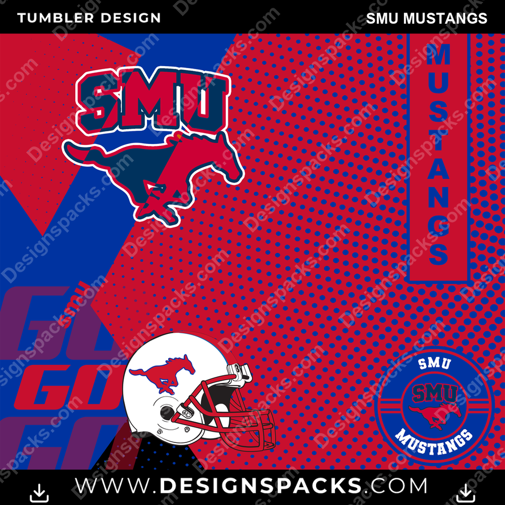 College Sport GO SMU Mustangs Tumbler Digital Wrap Design