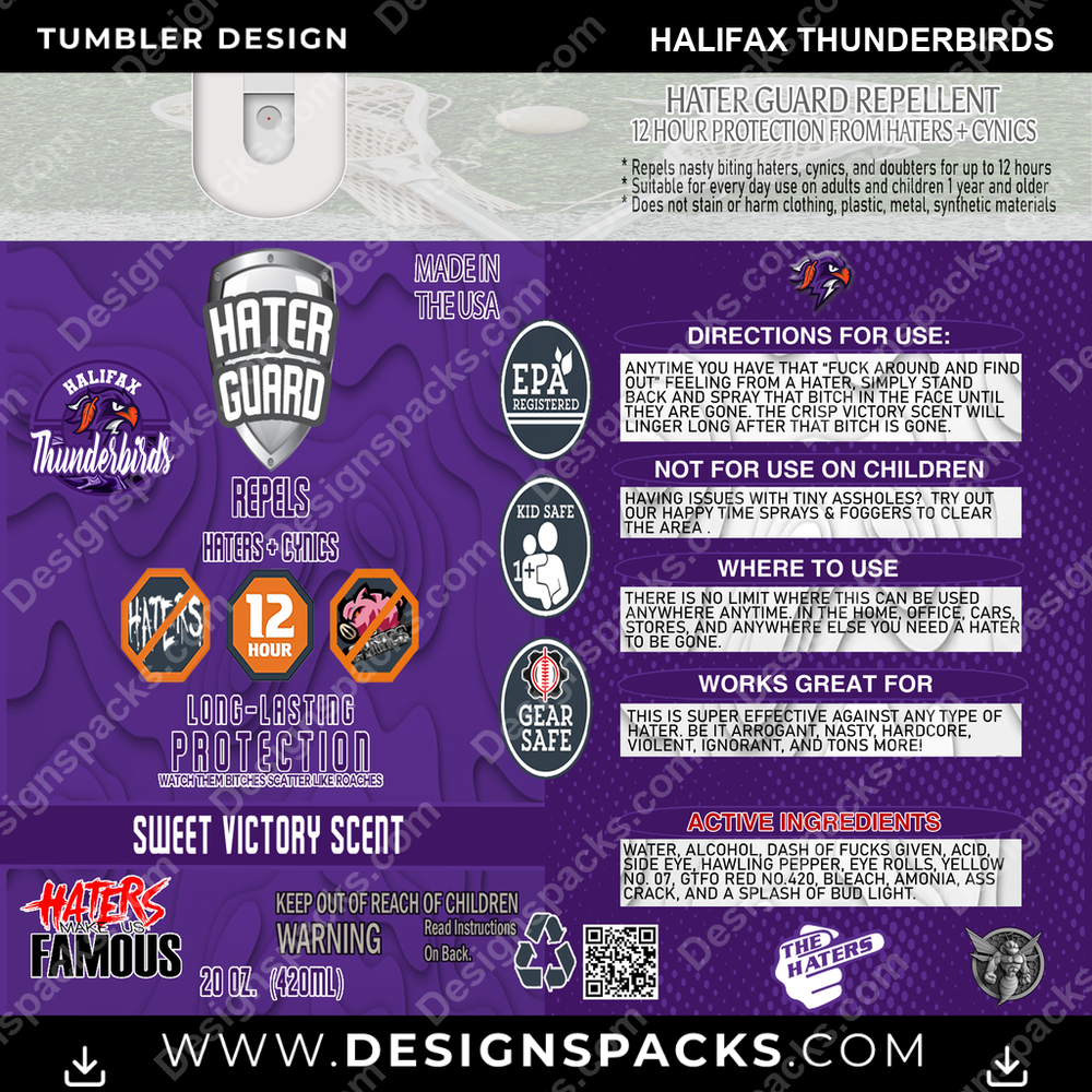 Lacrosse Hater Guard Halifax Thunderbirds Tumbler Digital Wrap Design