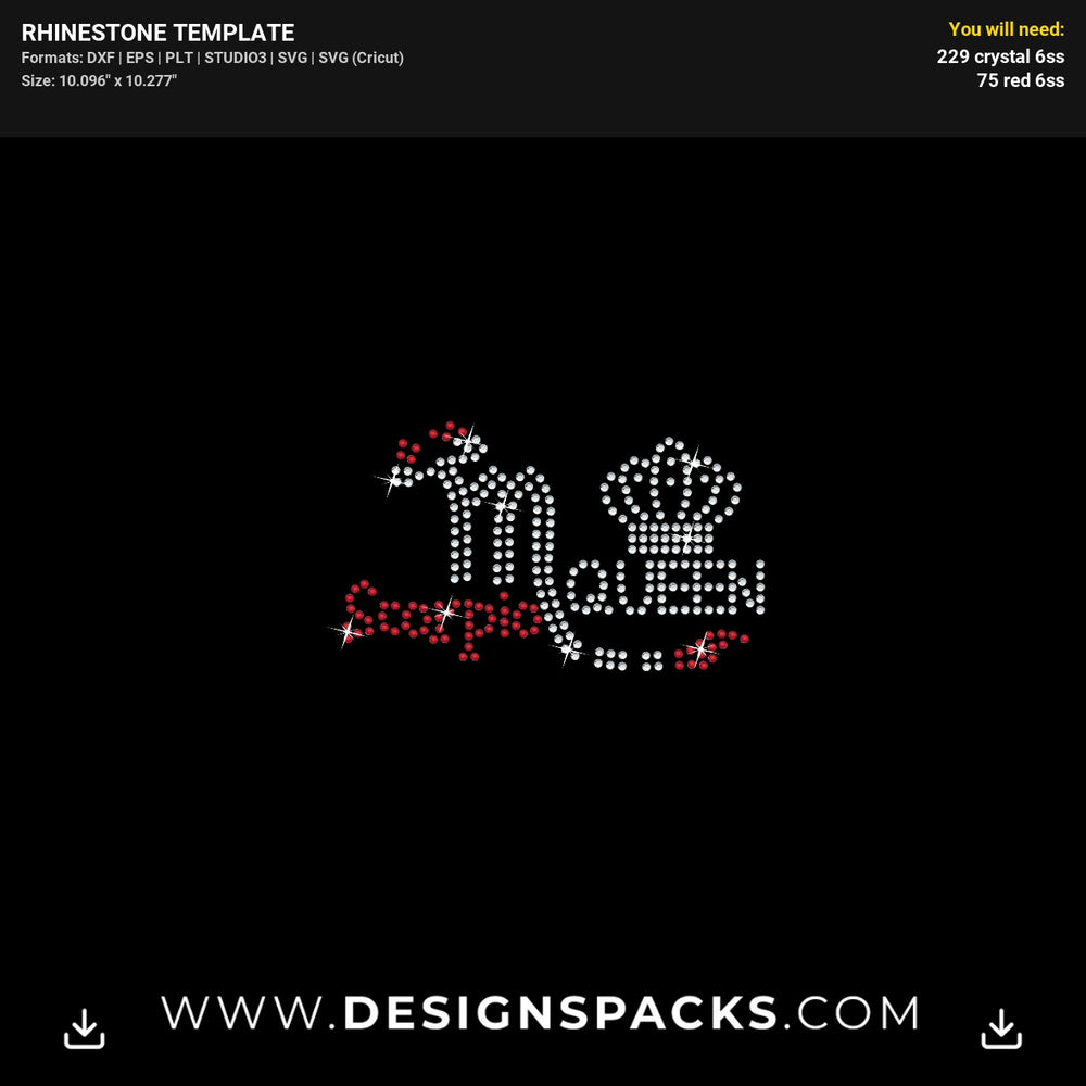 Scorpio Queen Face Mask Design Rhinestone Digital Template