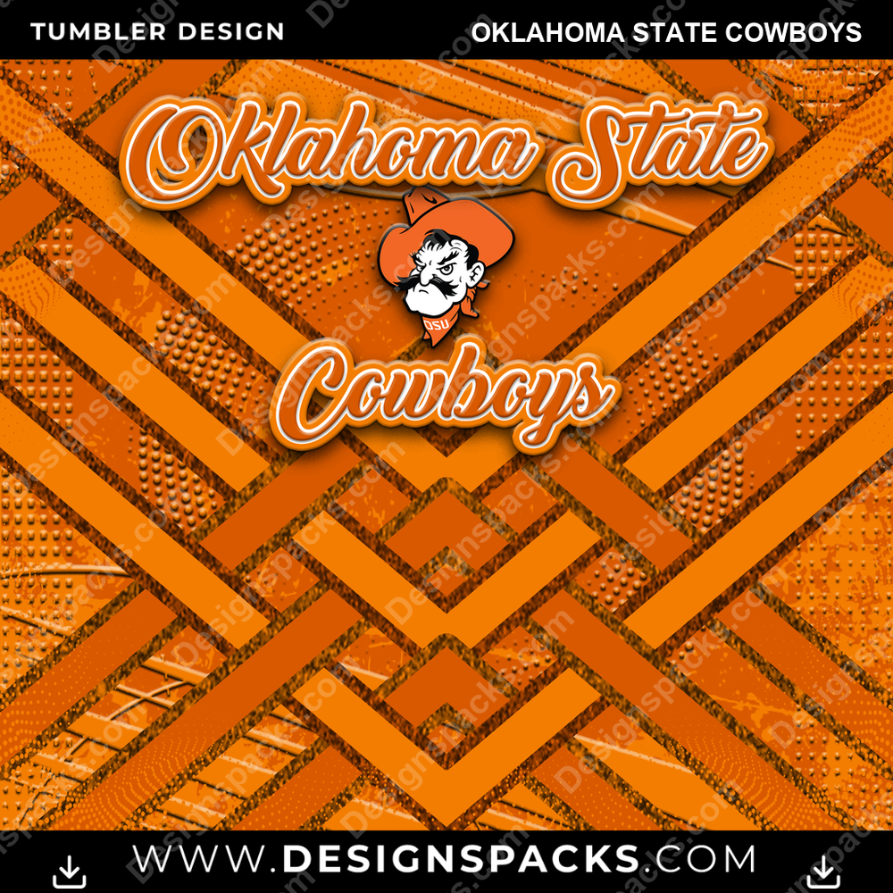 College Sport Glitter Stripe Oklahoma State Cowboys NCAA College Sport Tumbler Digital Wrap Design Download