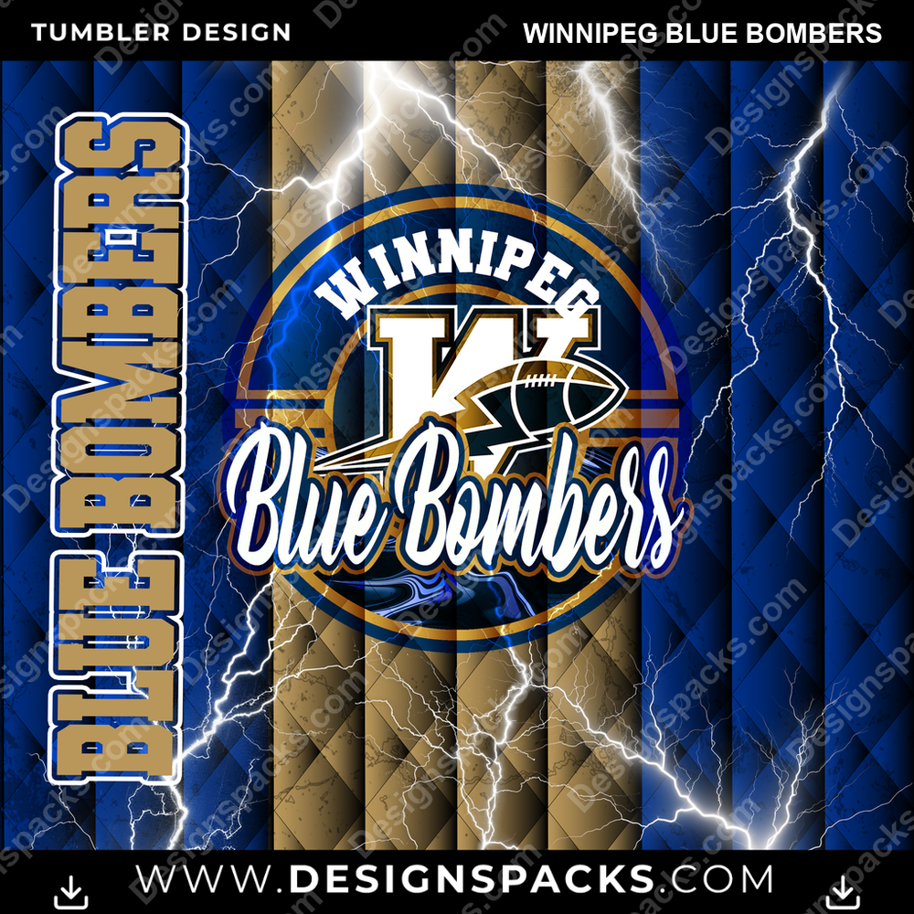 Canada Football Diamond Winnipeg Blue Bombers CFL Canada Tumbler Digital Wrap Design Download