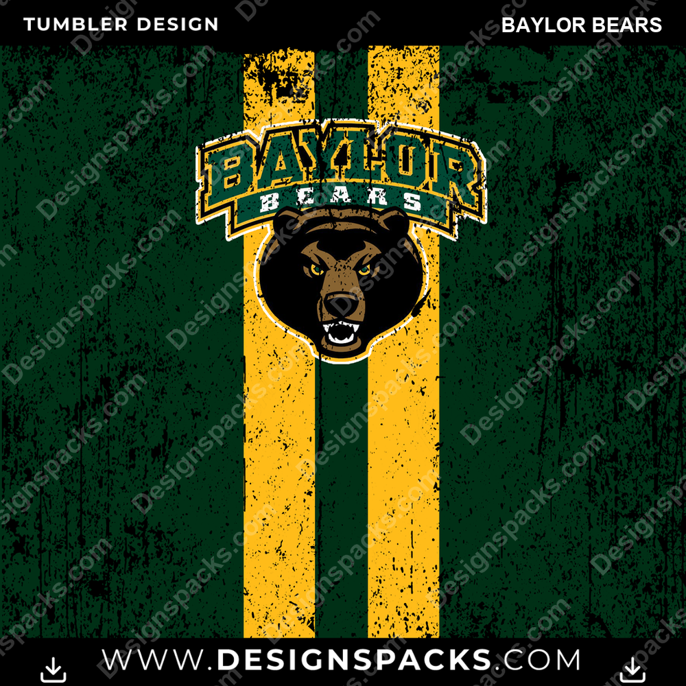 College Sport Grunge Style Baylor Bears NCAA College Sport Tumbler Digital Wrap Design Download