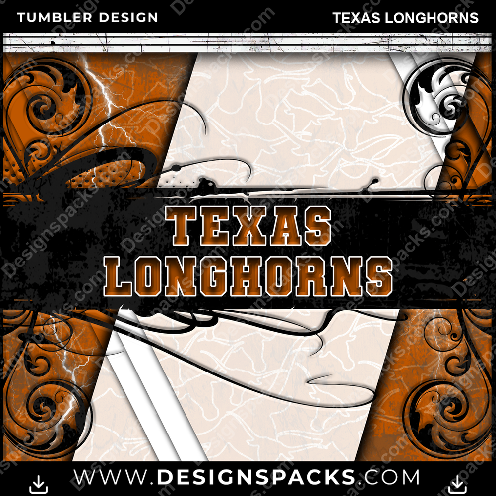College Sport Elegant Texas Longhorns Tumbler Digital Wrap Design