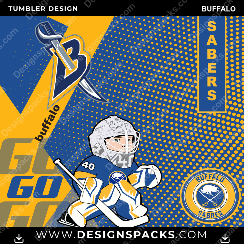 Ice Hockey GO Buffalo Tumbler Digital Wrap Design