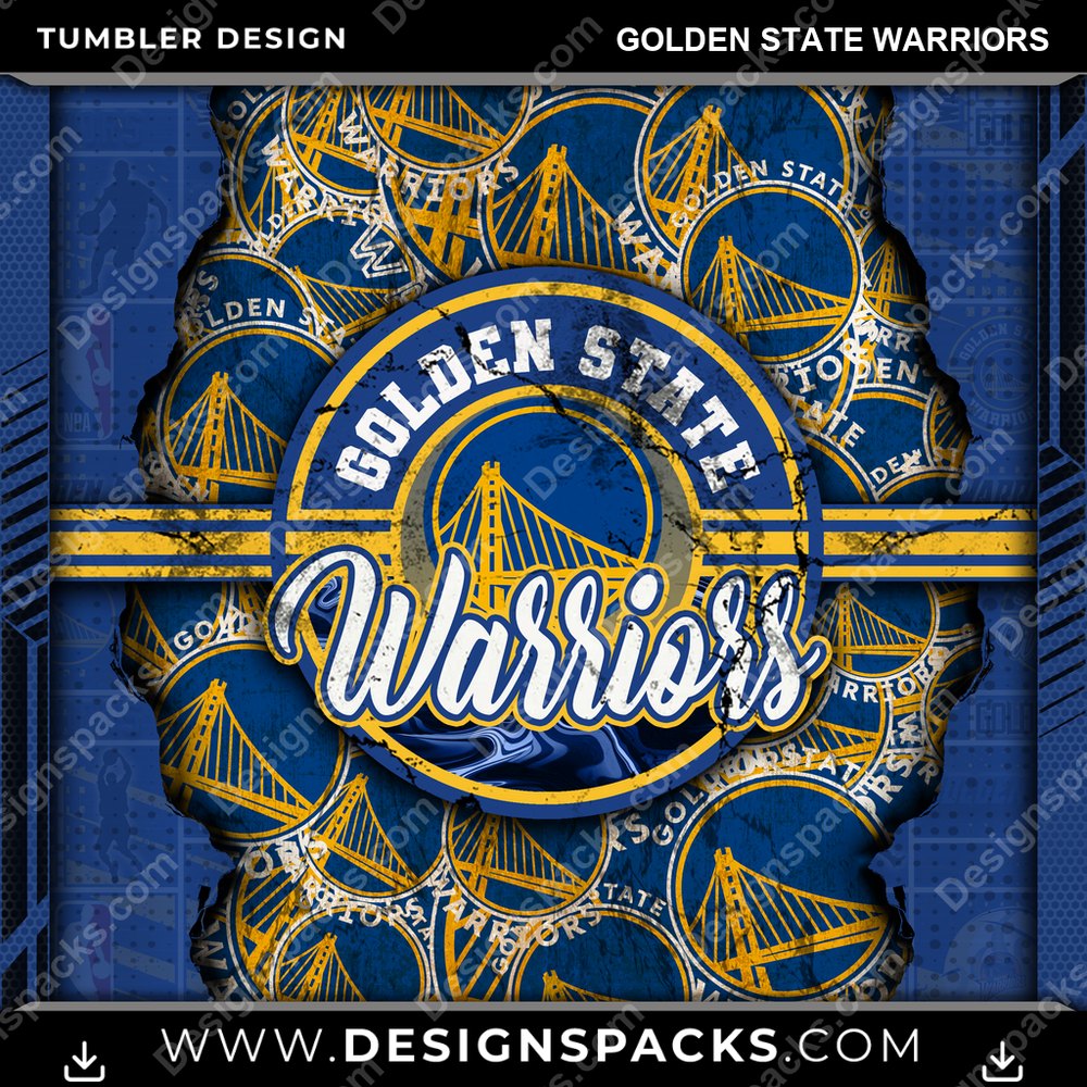 Basketball Ripped Golden State Warriors Tumbler Digital Wrap Design