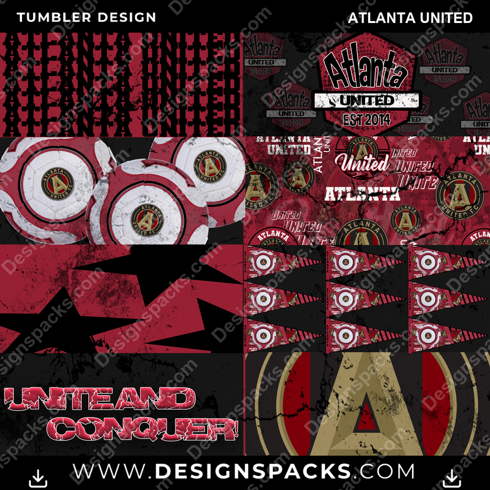 Soccer Distressed BG Atlanta United Tumbler Digital Wrap Design