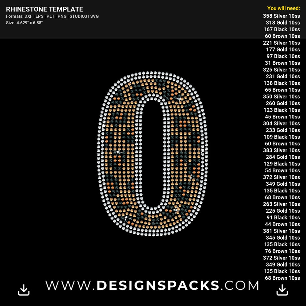 Leopard Big Numbers Rhinestone Digital Template