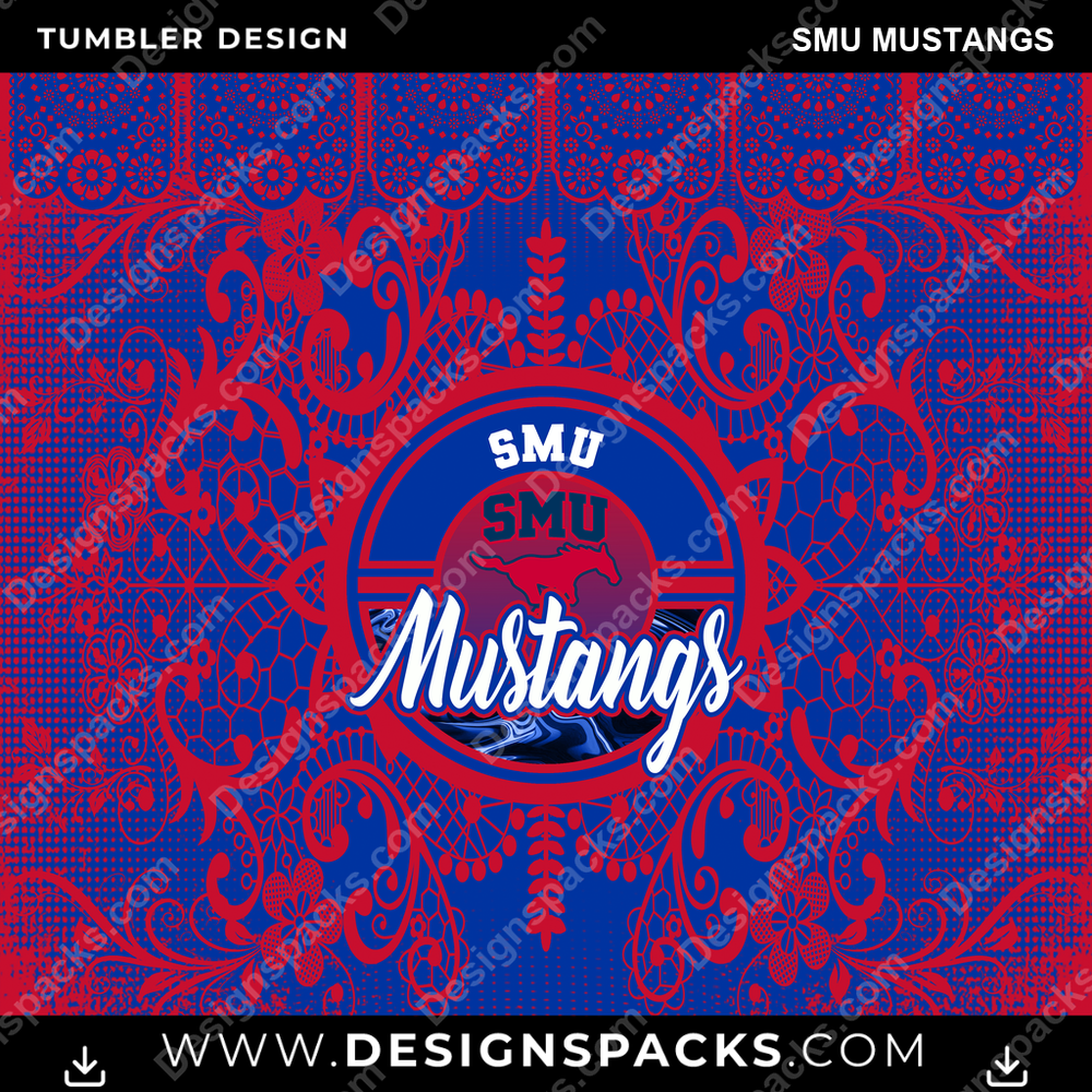 College Sport Lace & Logo SMU Mustangs NCAA College Sport Tumbler Digital Wrap Design Download