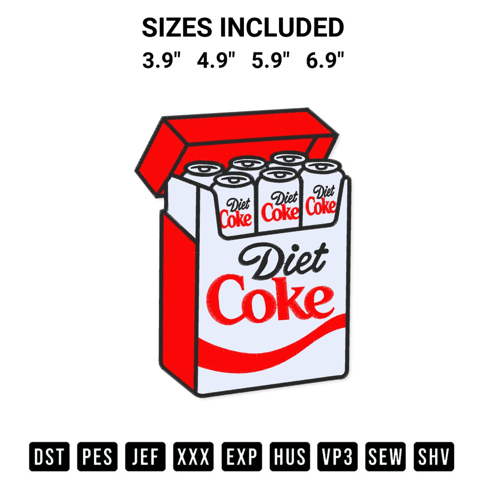 Elevate your next project with our Funny Diet Coke Fridge Cig Embroidery Design embroidery file. Shop high-quality digital patterns instantly at Designspacks.com. Available sizes: 3.9", 4.9", 5.9", 6.9".