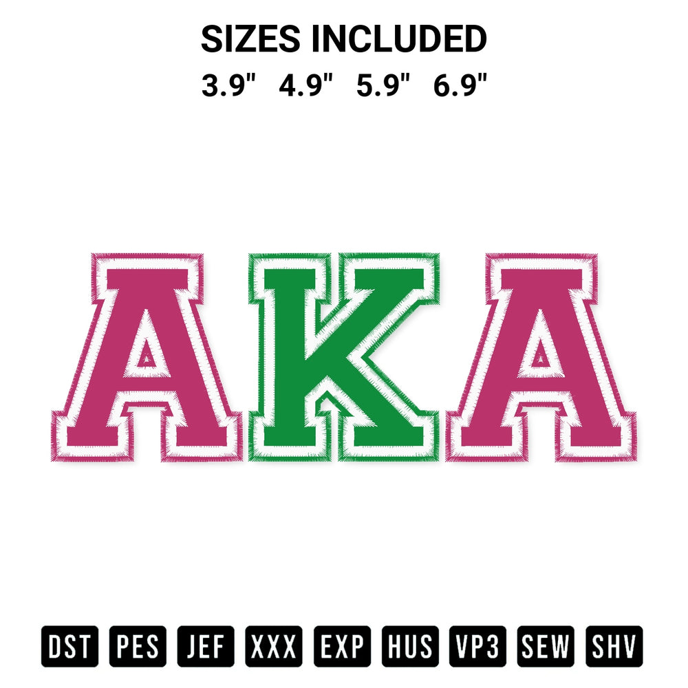 Download the Alpha Kappa Alpha Embroidery Design machine embroidery design exclusively at Designspacks.com. Premium digitized pattern for apparel and DIY crafts. Available sizes: 3.9", 4.9", 5.9", 6.9".
