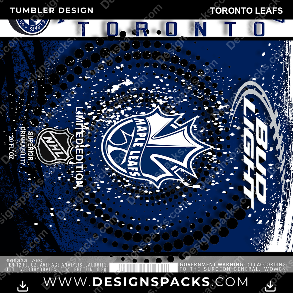Ice Hockey Bud Toronto Leafs Tumbler Digital Wrap Design