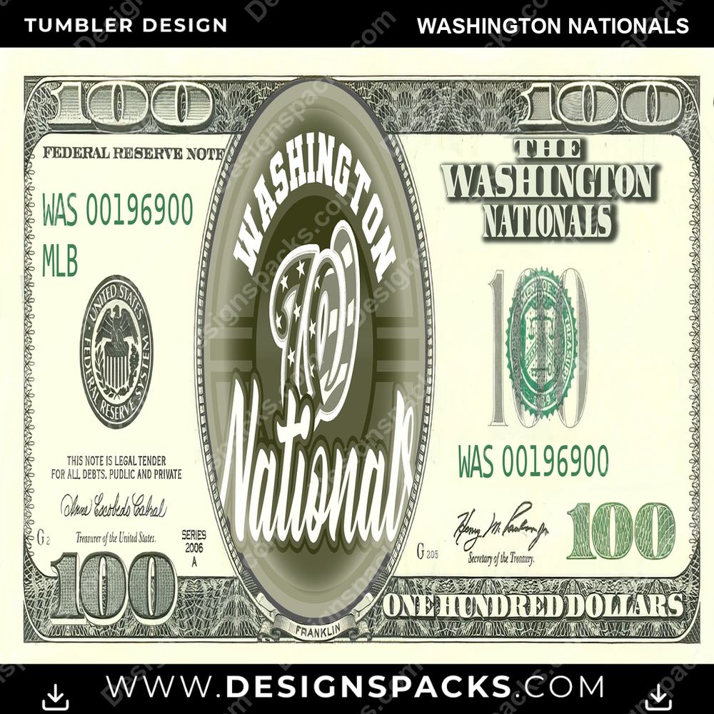 Baseball 100-Dollar-Schein Washington Nationals Becher Digitales Wrap-Design