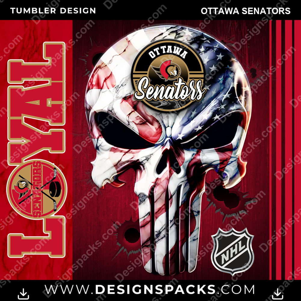 Hockey Loyal Ottawa Senators Tumbler Digital Wrap Design