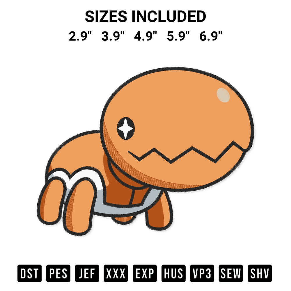 Create amazing crafts with the Trapinch Pokemon Embroidery Design embroidery file. High-quality digital download from Designspacks.com, perfect for beginners and pros. Available sizes: 2.9", 3.9", 4.9", 5.9", 6.9".