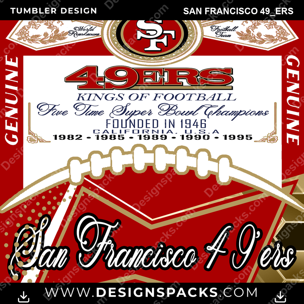 Football Bud San Francisco 49ers NFL Football Tumbler Digital Wrap Design Download