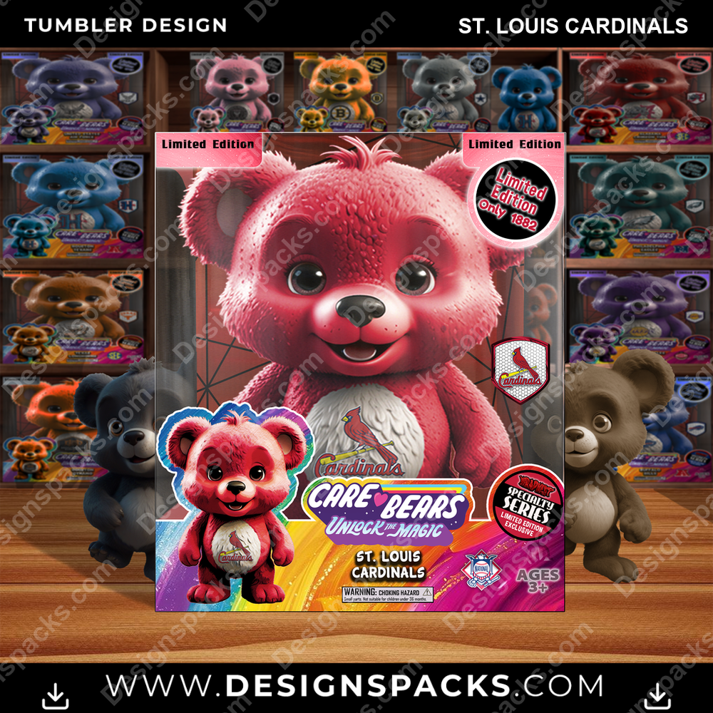 Baseball Care Bear Box St. Louis Cardinals MLB Baseball Tumbler Digital Wrap Design Download