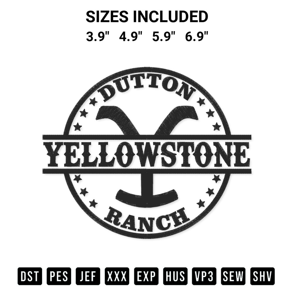 Shop the Yellowstone Dutton Ranch Yellowstone Tv Series Embroidery Design machine embroidery pattern at Designspacks.com. Beautifully digitized for flawless stitching on any fabric. Available sizes: 3.9", 4.9", 5.9", 6.9".