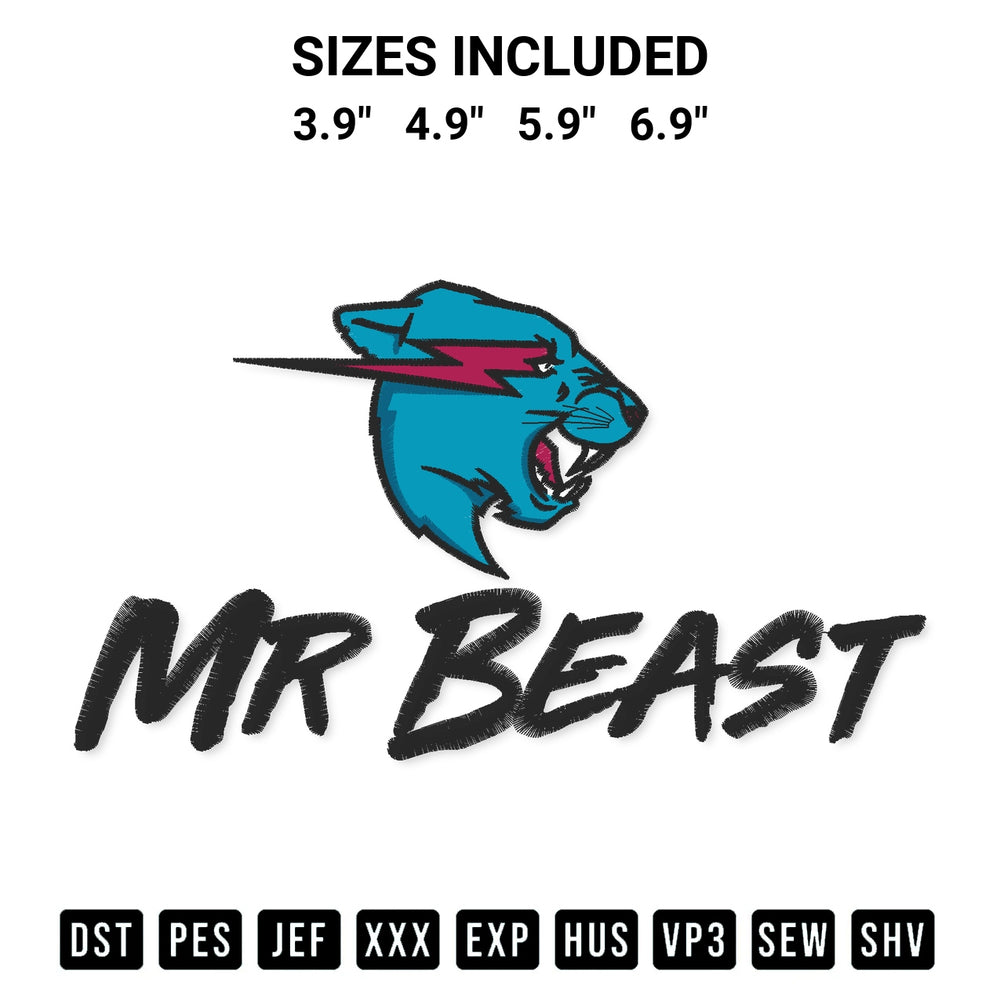 Discover the perfect addition to your crafting collection: Mr Beast Logo Embroidery Design embroidery file. Instantly available at Designspacks.com. Available sizes: 3.9", 4.9", 5.9", 6.9".