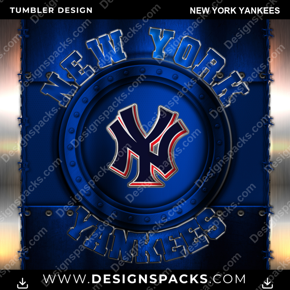 Baseball Metal New York Yankees Tumbler Digital Wrap Design