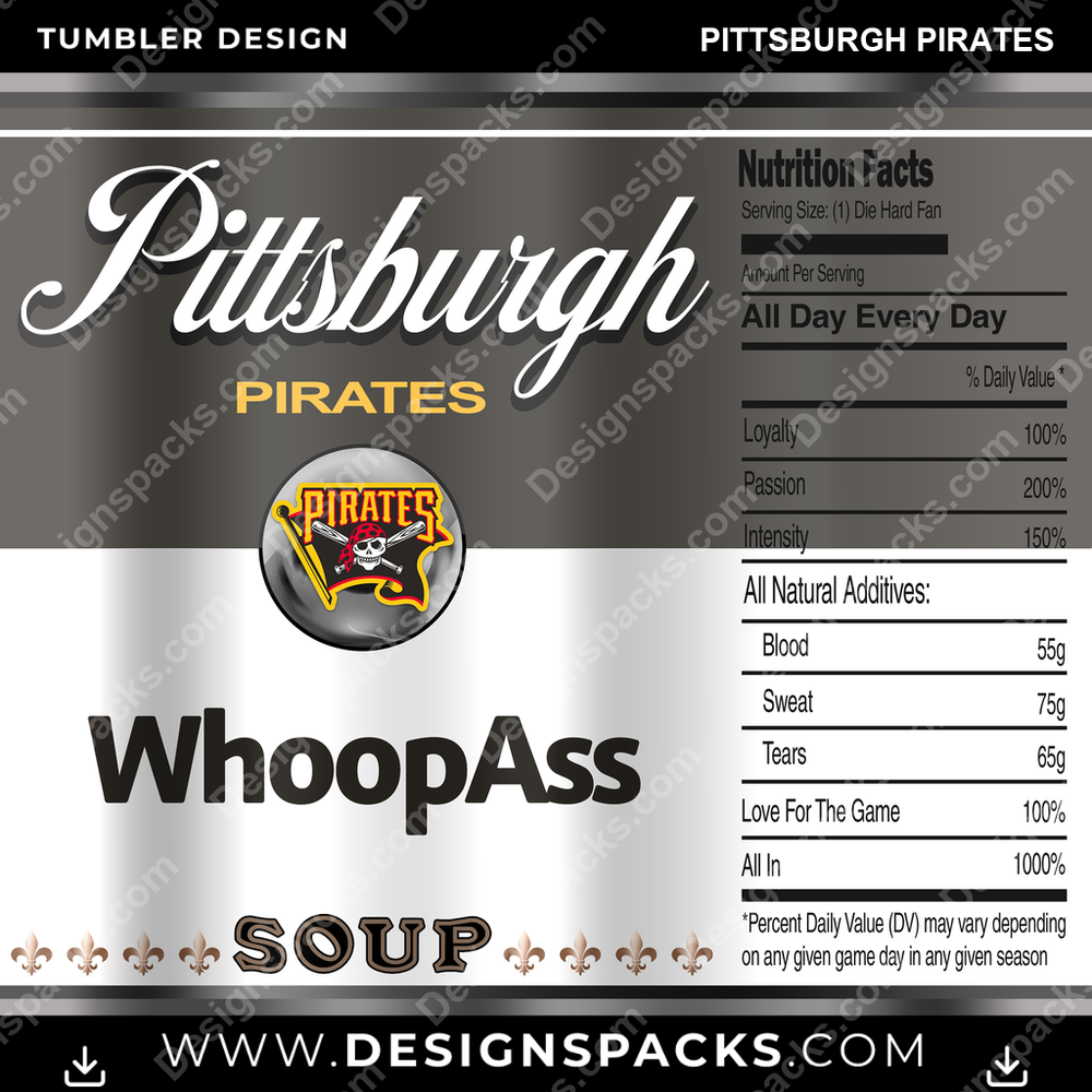 Baseball Soup Can Pittsburgh Pirates Tumbler Digital Wrap Design