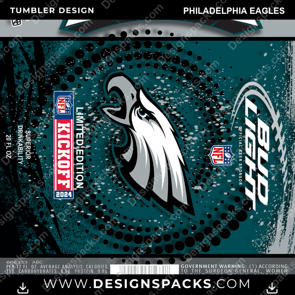 Football Bud Philadelphia Eagles Tumbler Digital Wrap Design