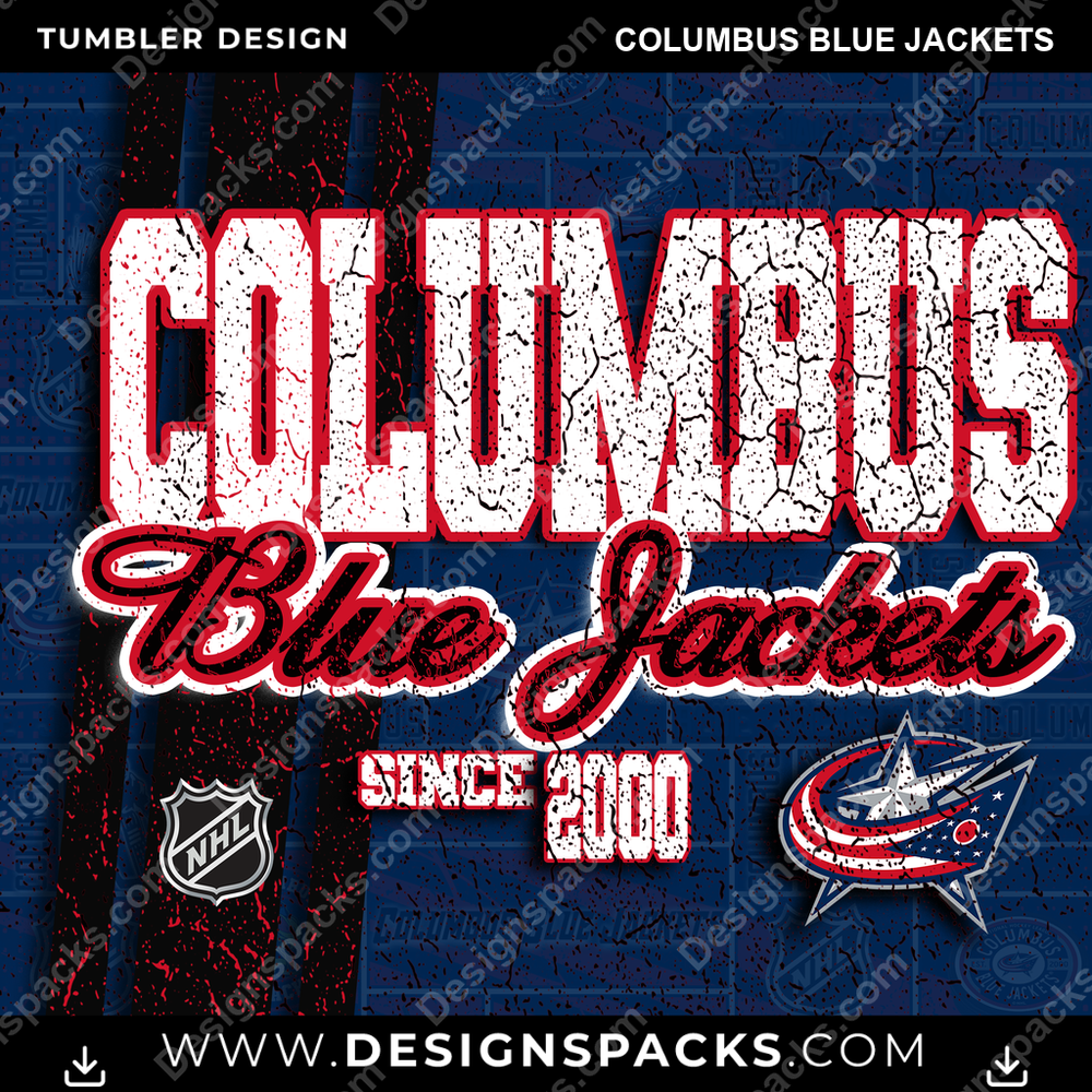 Hockey Grunge Columbus Blue Jackets Tumbler Digital Wrap Design