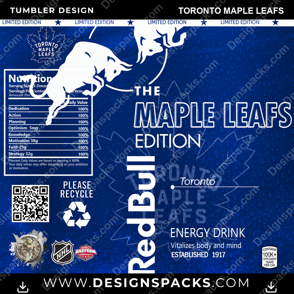 Ice Hockey Red Bull Toronto Maple Leafs Tumbler Digital Wrap Design