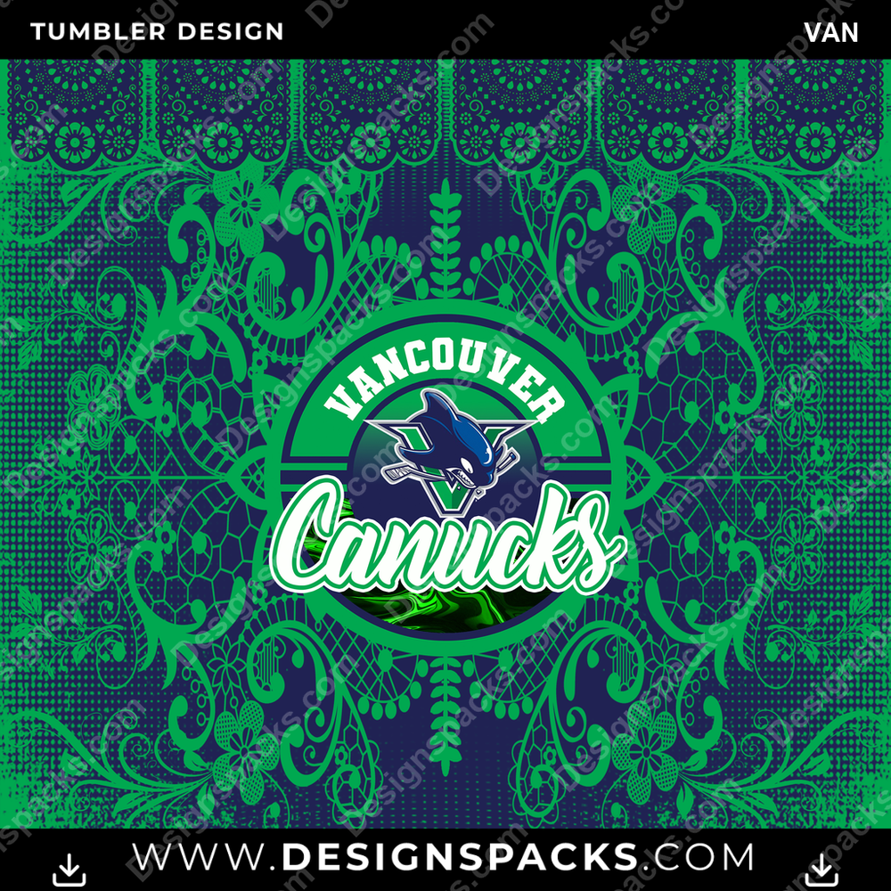 Ice Hockey Lace & Logos VAN Tumbler Digital Wrap Design