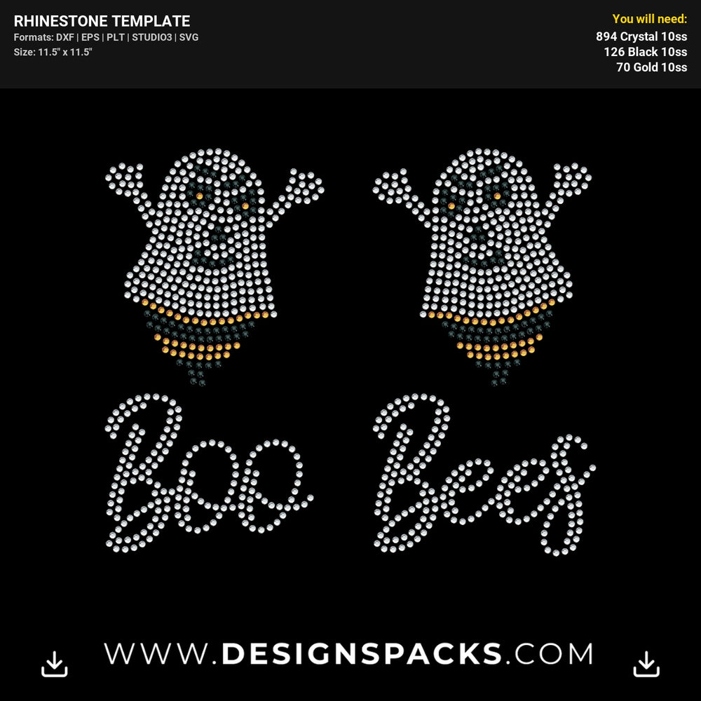 Boo Bees Ghost Rhinestone Digital Template