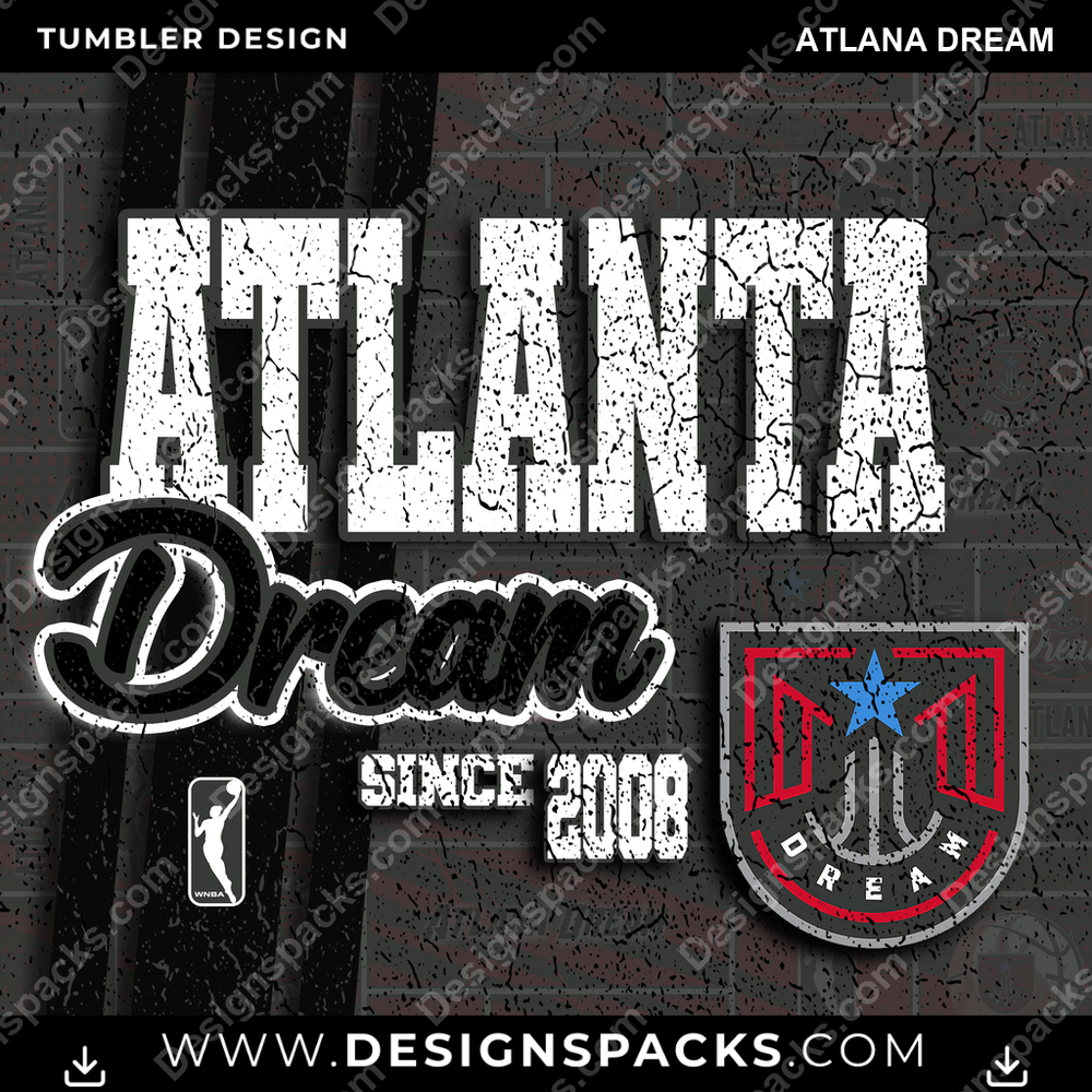 Basketball Grunge Atlana Dream Tumbler Digital Wrap Design