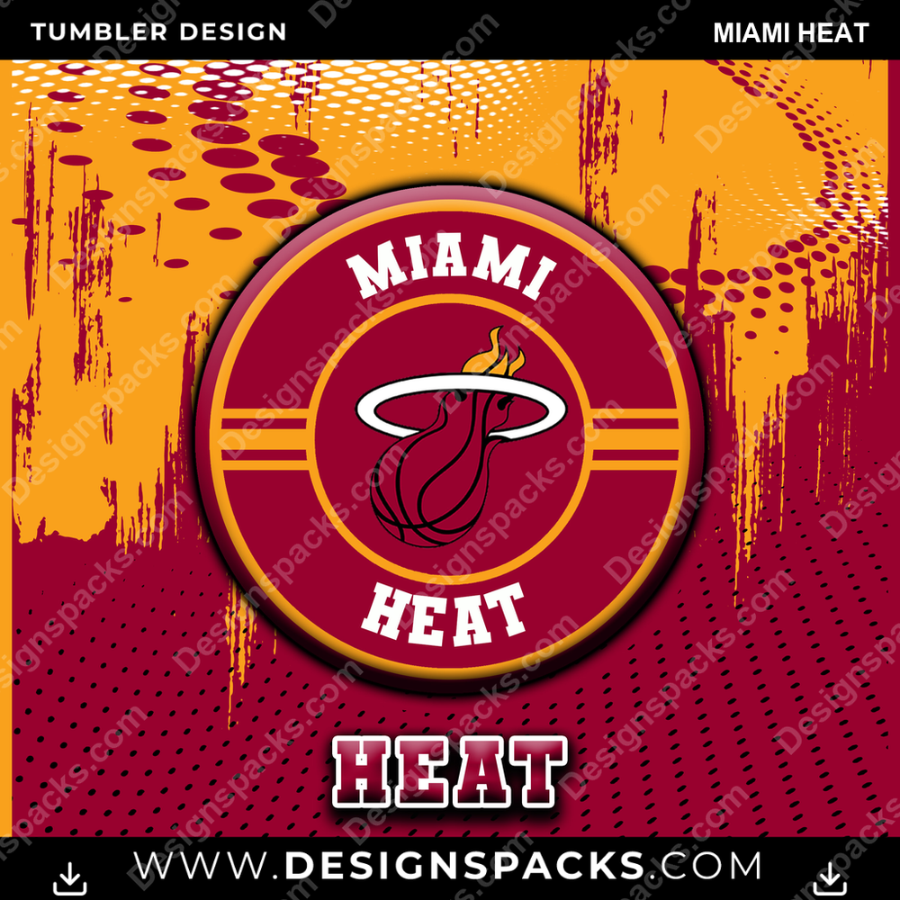 Basketball Dot Logo Miami Heat Tumbler Digital Wrap Design