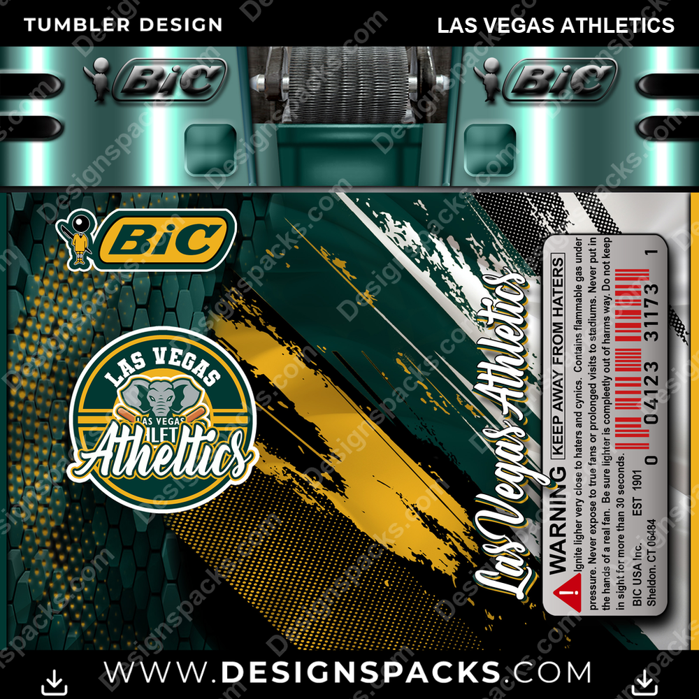 Baseball BIC Feuerzeug Las Vegas Athletics Tumbler Digital Wrap Design