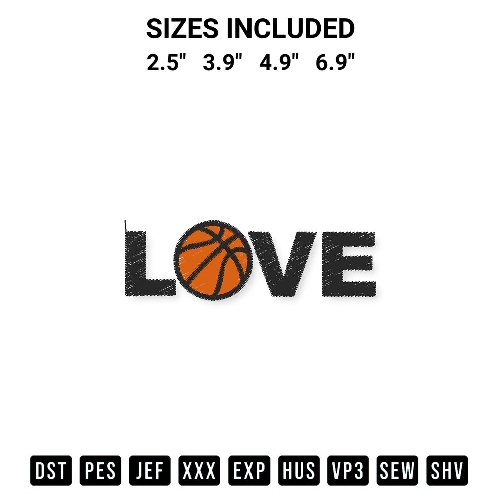 Download the Love Basketball Embroidery Design machine embroidery design exclusively at Designspacks.com. Premium digitized pattern for apparel and DIY crafts. Available sizes: 2.5", 3.9", 4.9", 6.9".