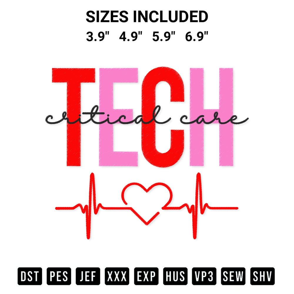 Get the Tech Critical Care Heartbeat Embroidery Design embroidery design for your custom crafts! Premium digitized files available for instant download at Designspacks.com. Available sizes: 3.9", 4.9", 5.9", 6.9".