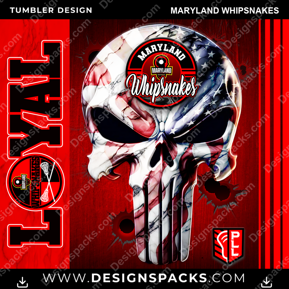 Lacrosse Loyal Maryland Whipsnakes Tumbler Digital Wrap Design