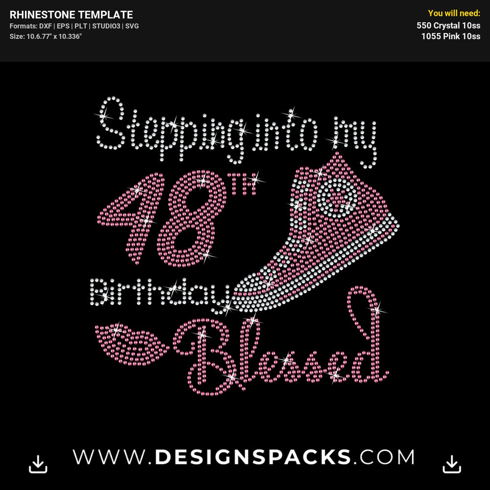 Stepping Birthday Blessed Converse Updated Rhinestone Digital Template