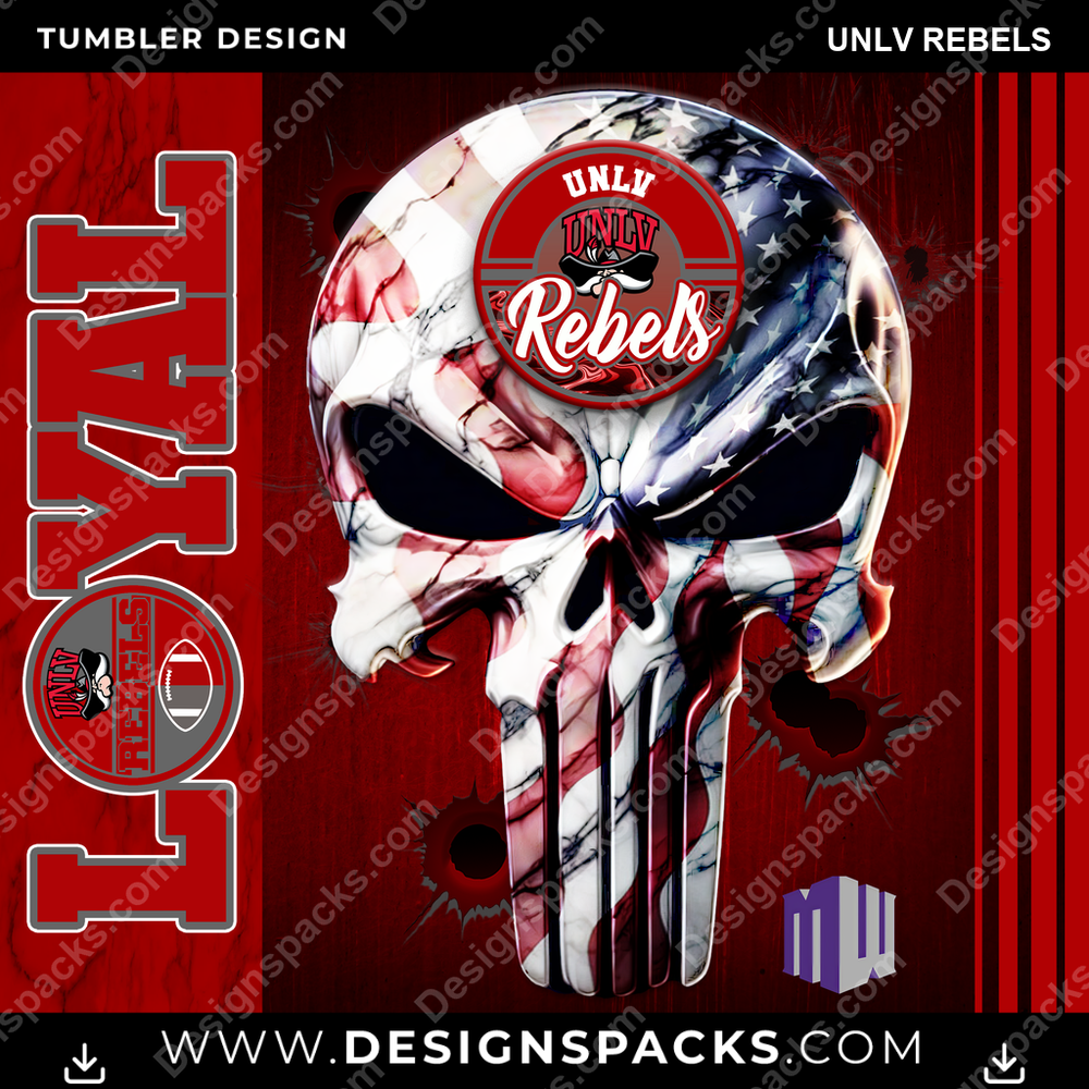 College Sport Loyal UNLV Rebels Tumbler Digital Wrap Design