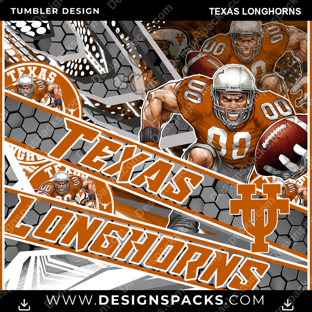 College Sport Fathead Texas Longhorns NCAA College Sport Tumbler Digital Wrap Design Download