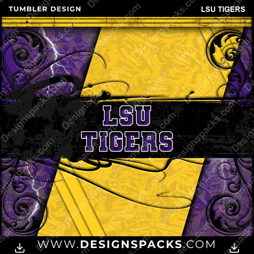 College Sport Elegant LSU Tigers Tumbler Digital Wrap Design