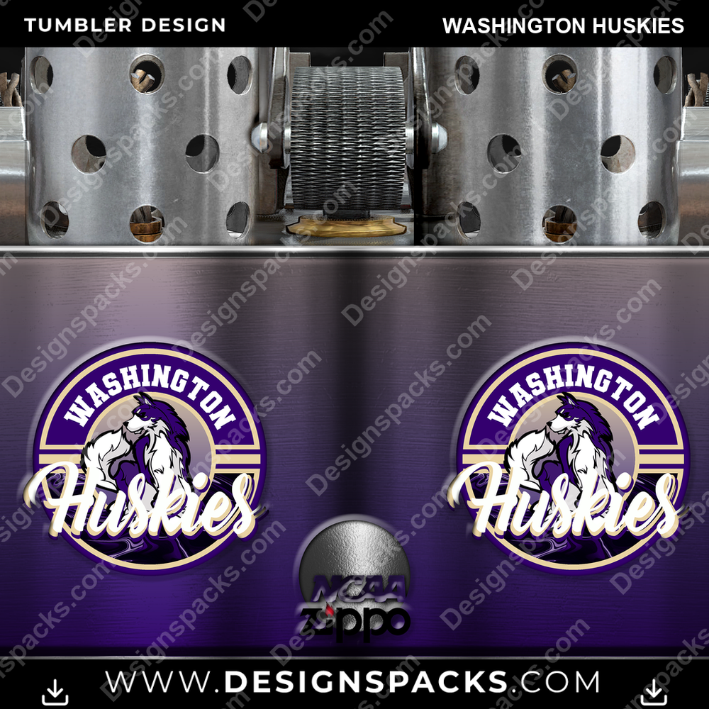 College Sport Zippo Lighter Washington Huskies Tumbler Digital Wrap Design