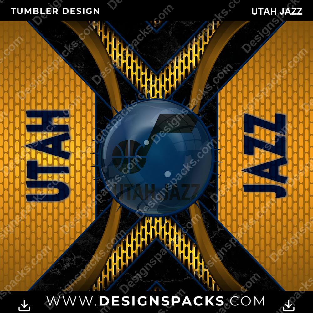 Basketball Metal Grating Utah Jazz Tumbler Digital Wrap Design